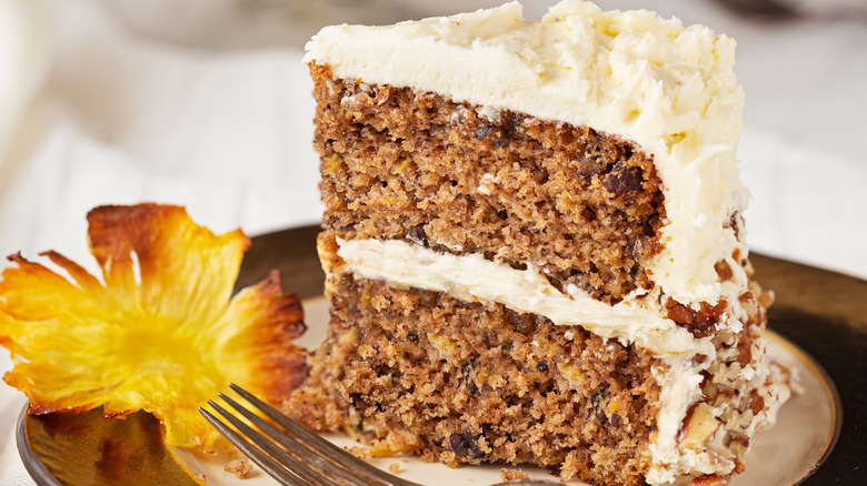 slice of hummingbird fruit cake