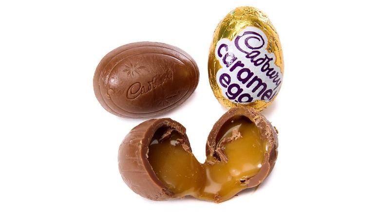 Cadbury Caramel Eggs whole and open