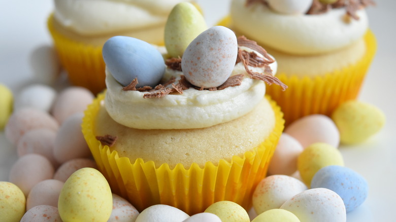 Cadbury Mini Eggs on a cupcake