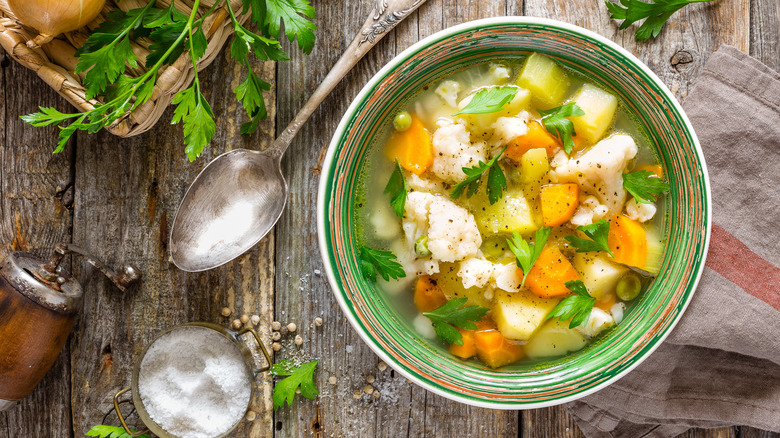 Bowl of veggie soup