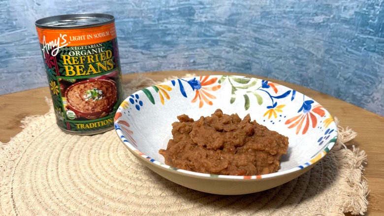Can and bowl of refried beans