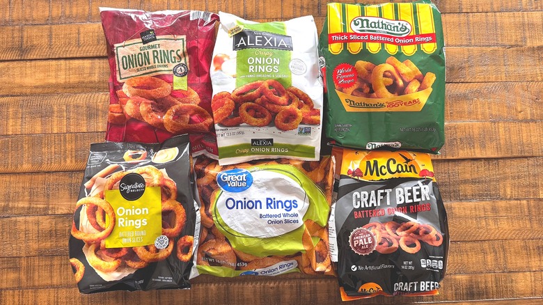 Bags of frozen onion rings