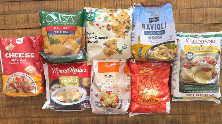Bags of frozen ravioli