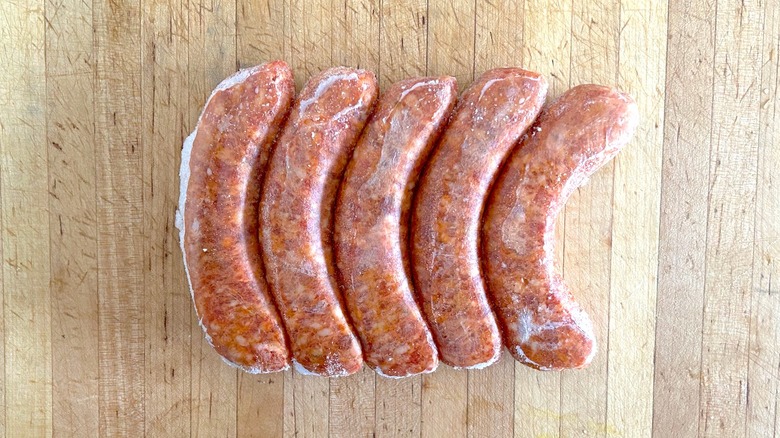 Uncooked frozen Italian sausages