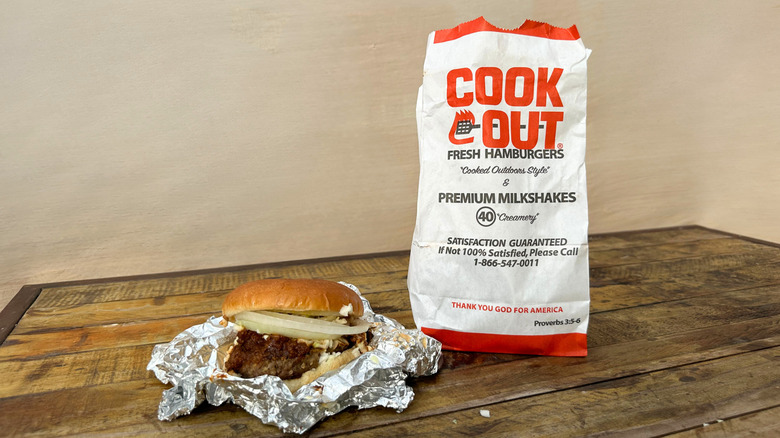 A Cook Out bag and burger