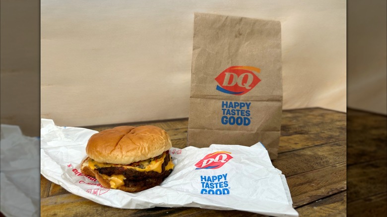 A Dairy Queen burger and bag