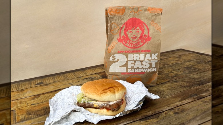 A Wendy's Dave's single cheeseburger and bag