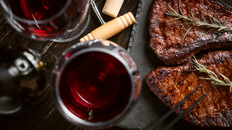 Red wine on dark background