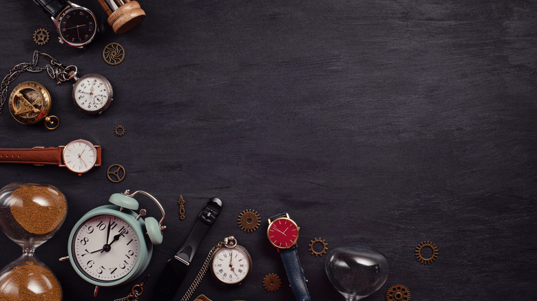 Clocks on dark background