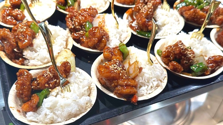 tray of chicken and rice