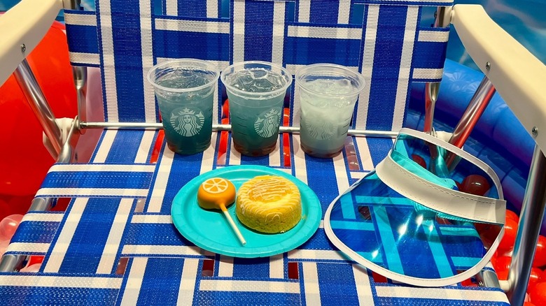 drinks and treats on chair