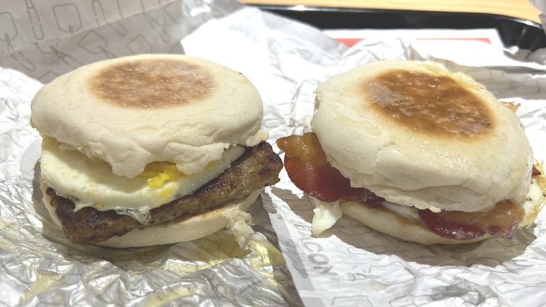 Wendy's English muffin sandwiches 