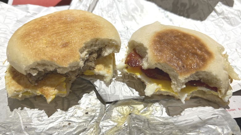 Bitten Wendy's English muffin sandwiches 