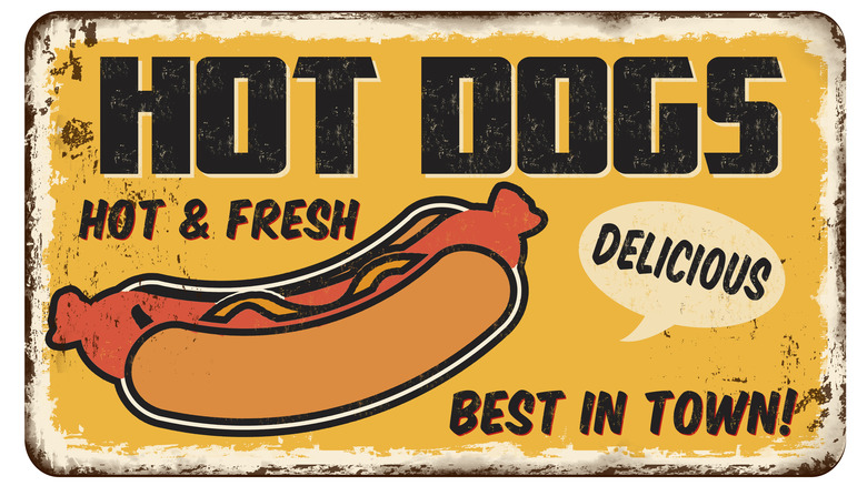 Rustic hot dog advertisement 