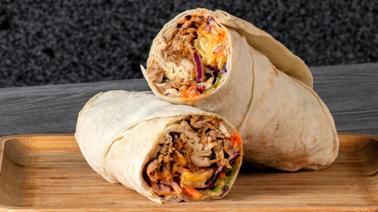 Shawarma wrap on tray