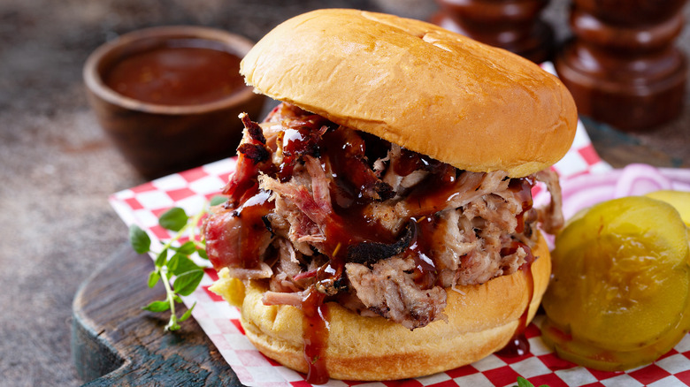 saucy pulled pork sandwich