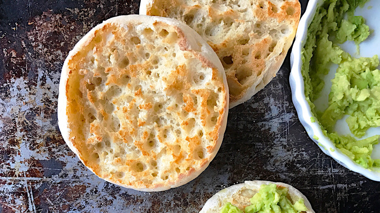 English muffin cut open