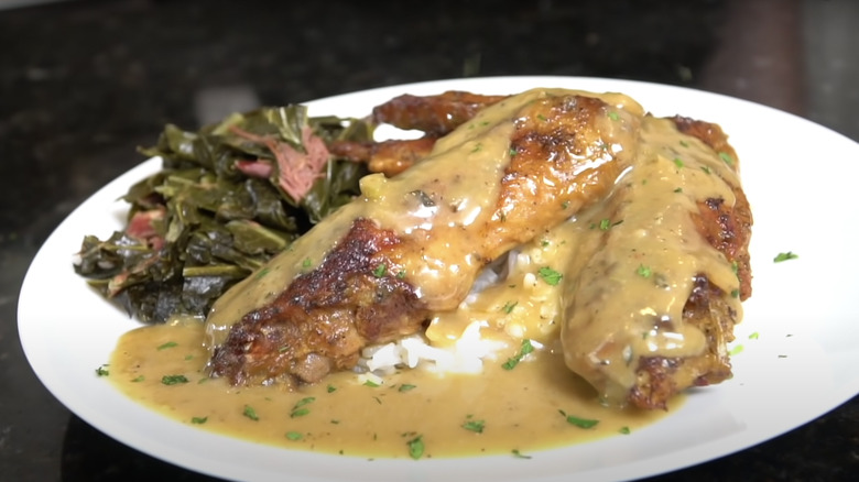 turkey wings covered in gravy