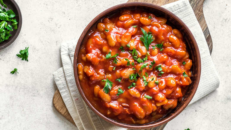 Chili con carne filled with beans