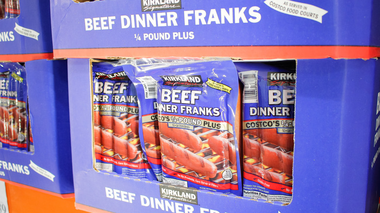 Costco beef franks on display