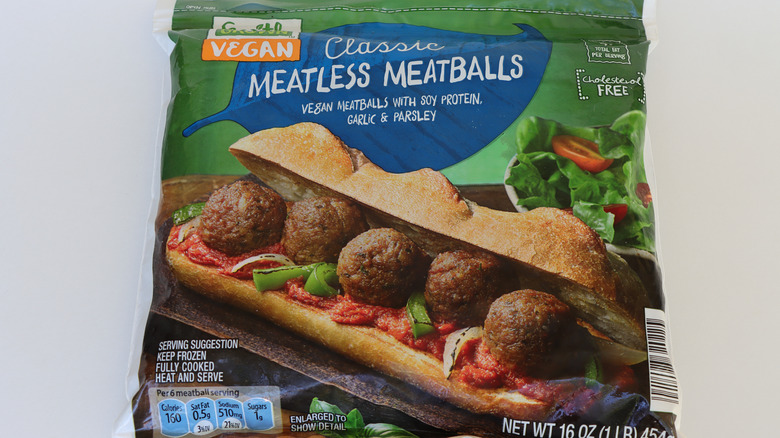 A bag of Earth Grown meatless meatballs