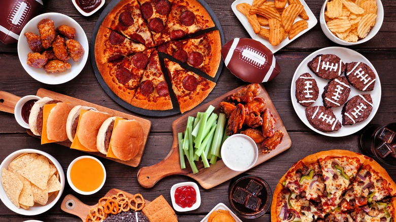 Smorgasbord of American food items