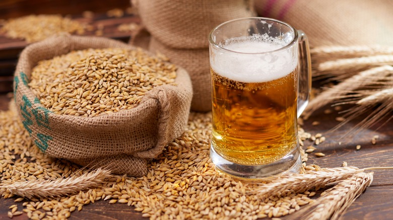 Beer and bags of barley