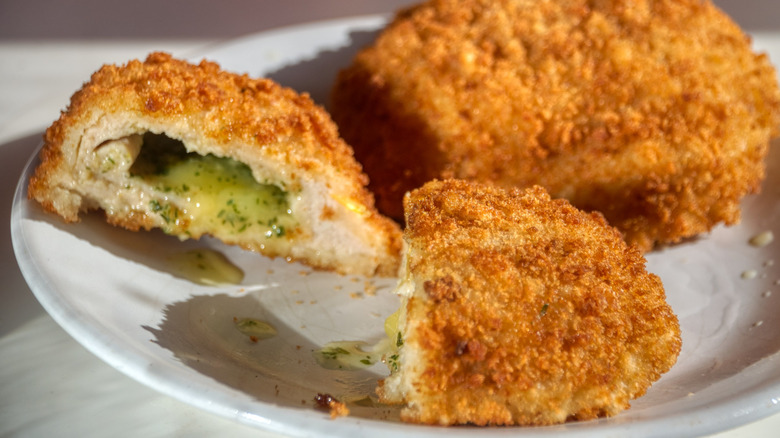 Chicken kiev cut open