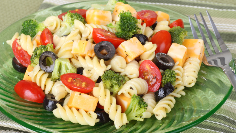 Pasta salad on plate