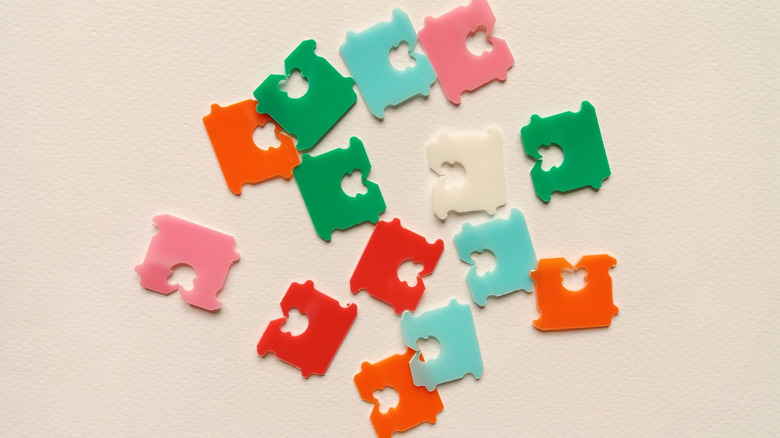 An assortment of bread tags in varying colors