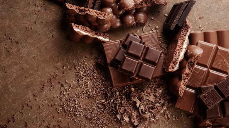 variety of chocolate bar pieces