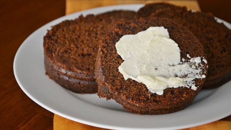 slices of canned bread with butter