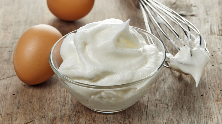bowl of whisked egg whites