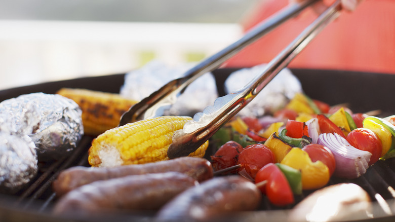 Cooking various foods on a grill