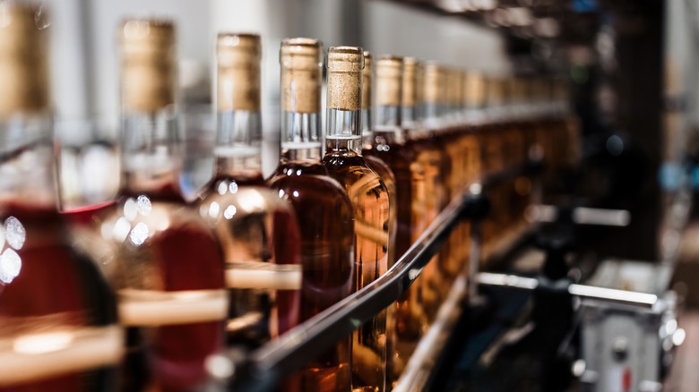 Wine bottles on shelf