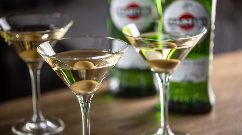 Three martini glasses