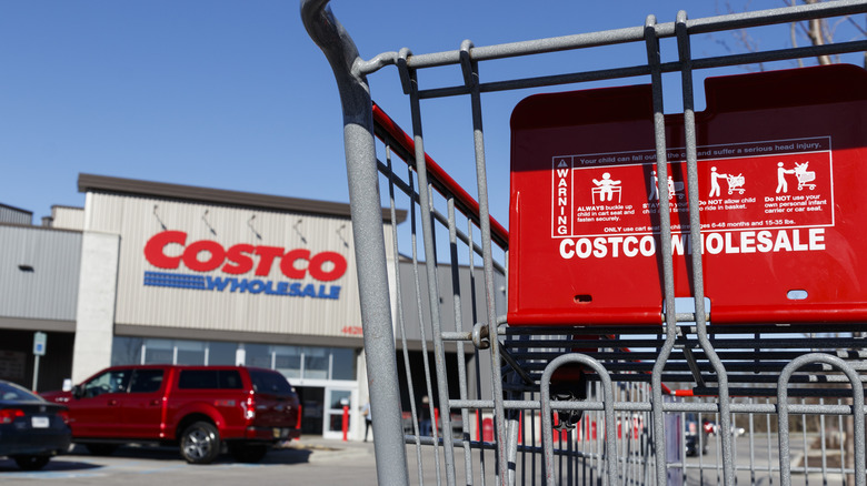 Costco card in parking lot outside the wholesale store