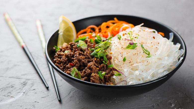 Glass noodle salad with chopsticks