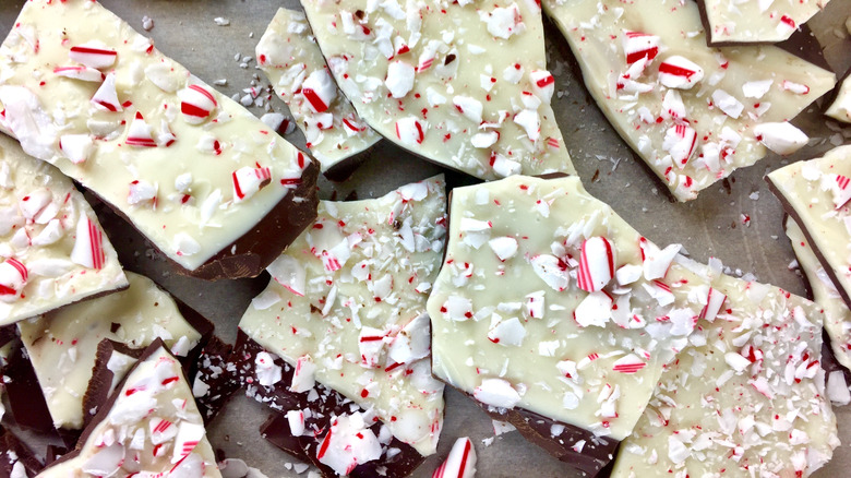 Pieces of peppermint bark