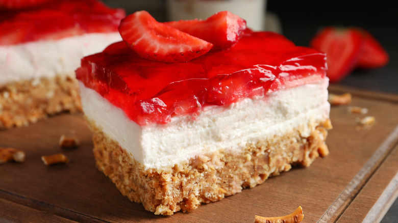 Close up of pretzel salad