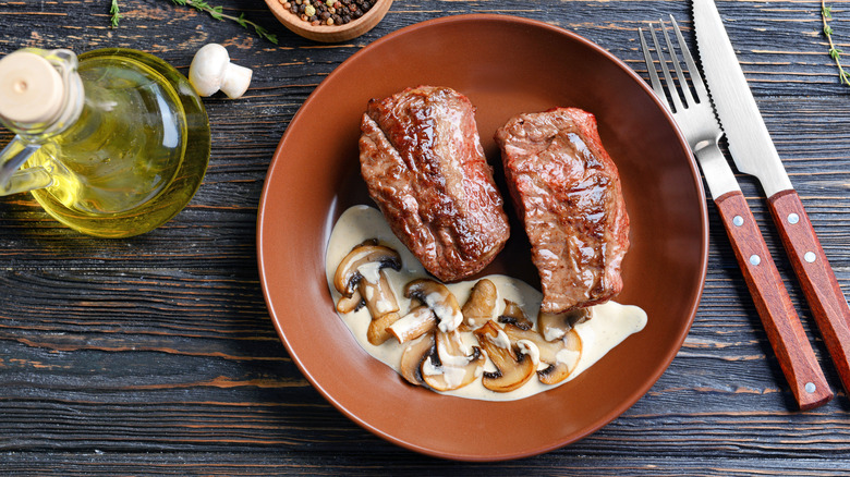 Steak Diane on a plate