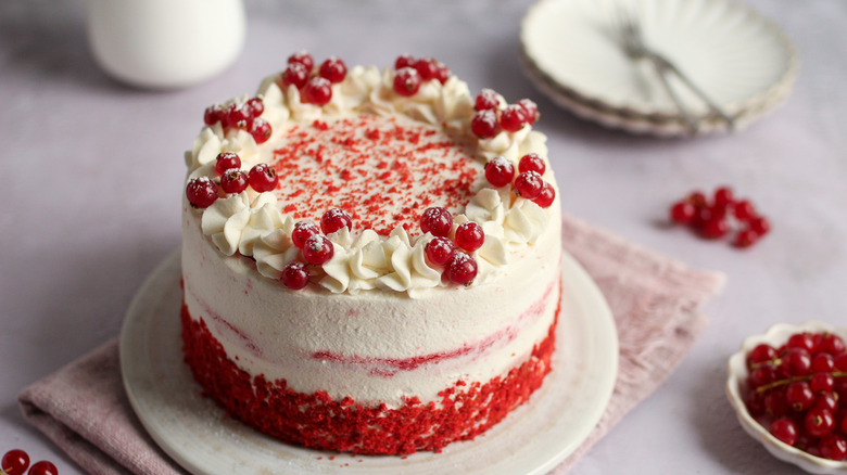 Red velvet cake on a plate