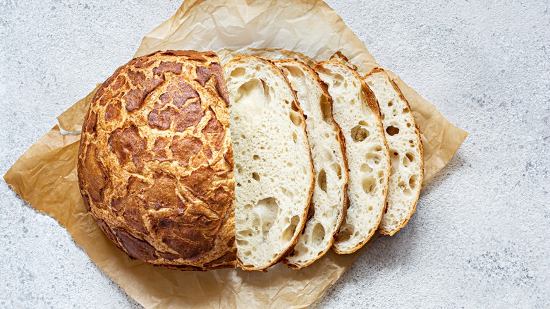 sliced tiger bread from above