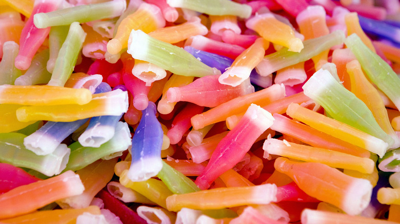 wax candy bottles in a varitety of colors