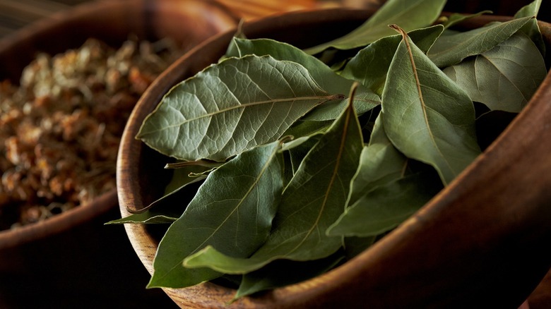 A bowl of bay leaves