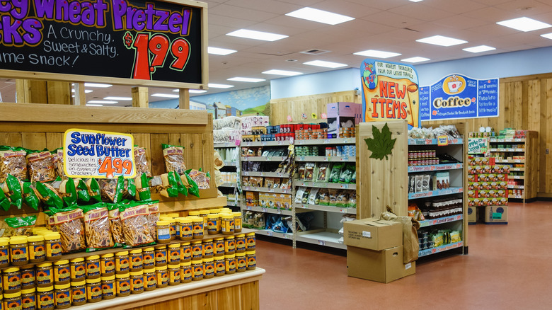 Products on shelves at Trader Joe's