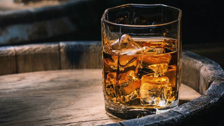 Glass of whiskey on the rocks