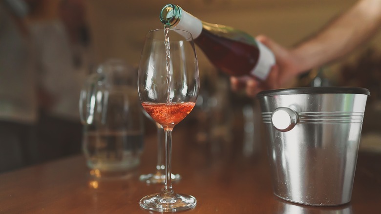 Filling a wine glass