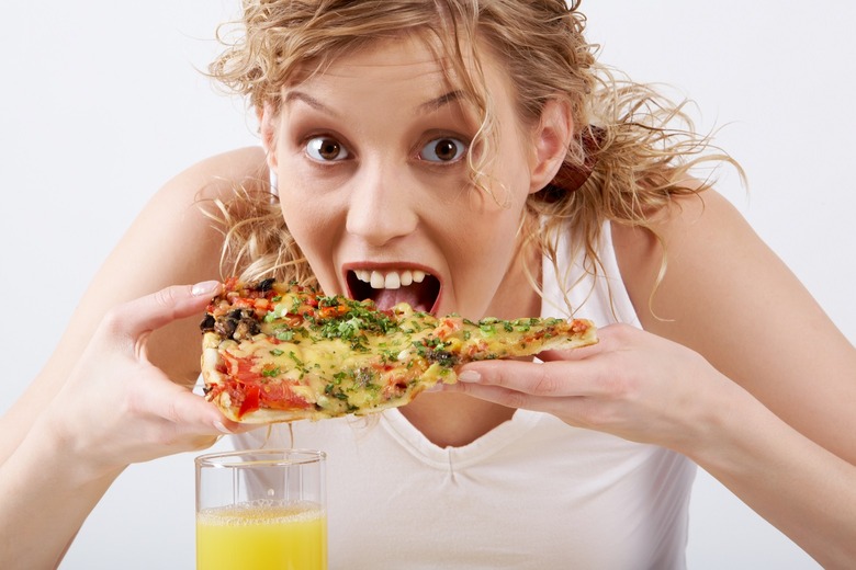 eating pizza
