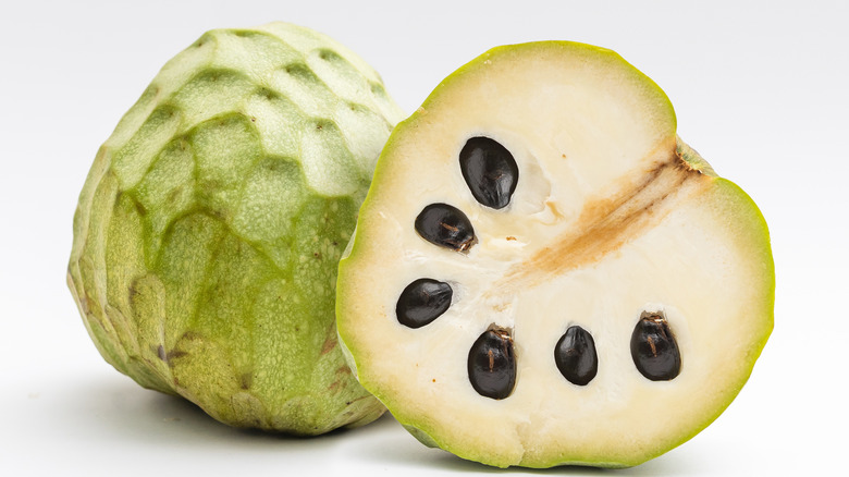 cherimoya sliced in half